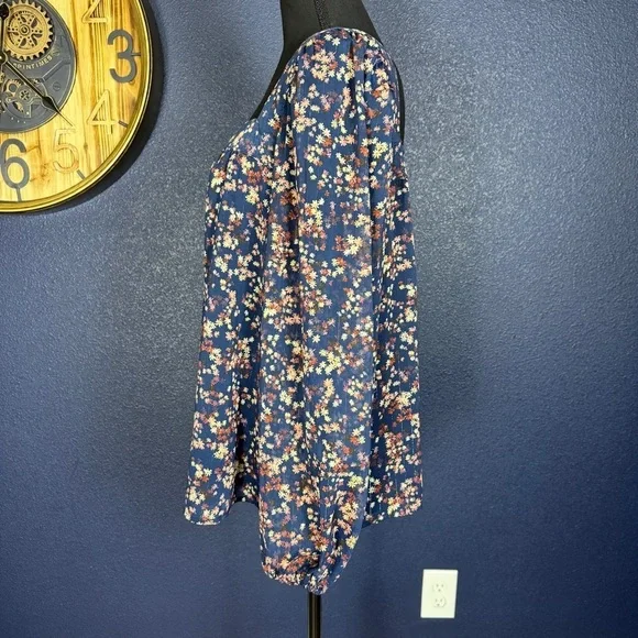 Boden Square Neck Floral Printed Top, Navy Multicolor, Size 10 - Picture 4 of 9